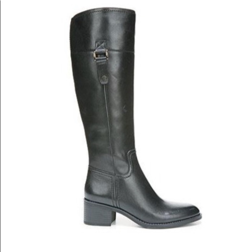 Franco Sarto Women's Lizbeth leather Riding Boot 9.5 Black